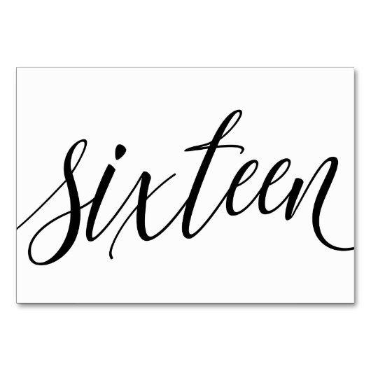 Bruiloft Tafelnummers - Luxe Typografie - Zwart 16 (Achterkant)