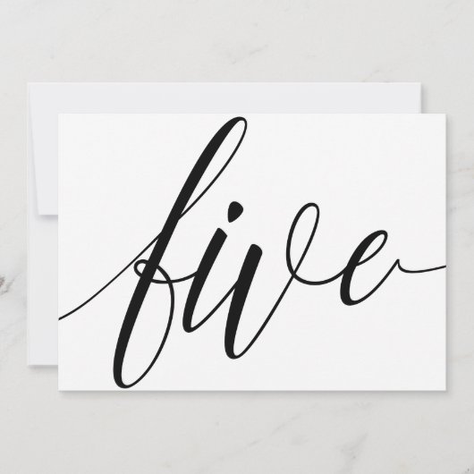 Bruiloft Tafelnummers - Luxe Typografie - Zwart 5 (Voorkant)