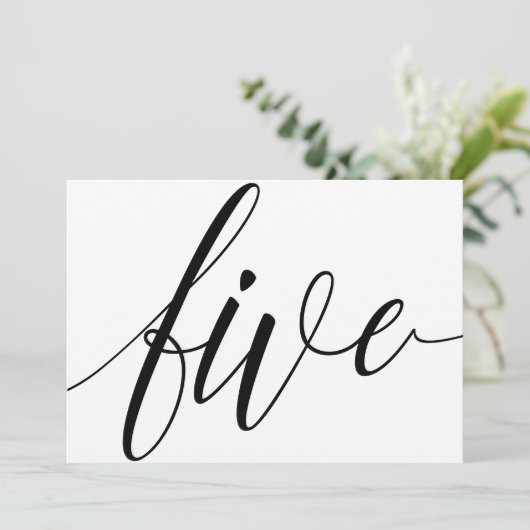 Bruiloft Tafelnummers - Luxe Typografie - Zwart 5 (Staand voorkant)