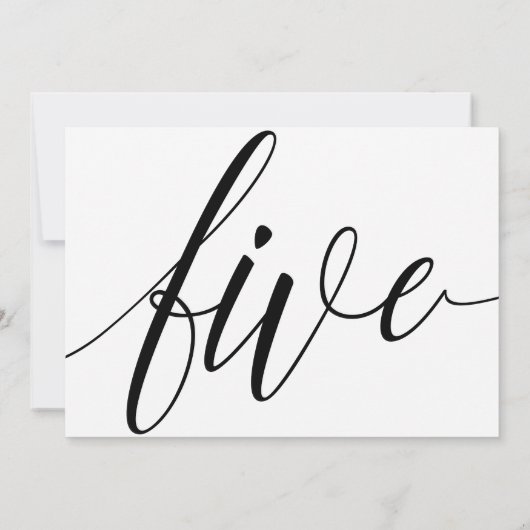 Bruiloft Tafelnummers - Luxe Typografie - Zwart 5 (Achterkant)