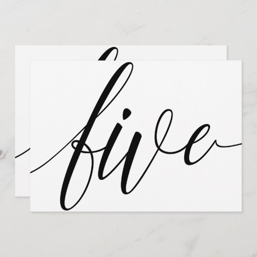 Bruiloft Tafelnummers - Luxe Typografie - Zwart 5 (Voorkant / Achterkant)