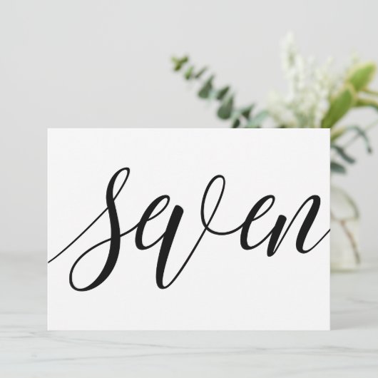 Bruiloft Tafelnummers - Luxe Typografie - Zwart 7 (Staand voorkant)