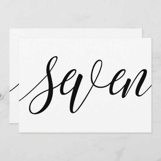 Bruiloft Tafelnummers - Luxe Typografie - Zwart 7 (Voorkant / Achterkant)
