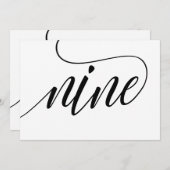 Bruiloft Tafelnummers - Luxe Typografie - Zwart 9 (Voorkant / Achterkant)