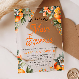 Bruiloft Tangerine Sinaasappel Citrus Bruidsuitnod Acryl Uitnodigingen