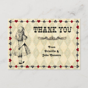 Bruiloft Tank je Kaart, Alice in Wonderland Bedankkaart