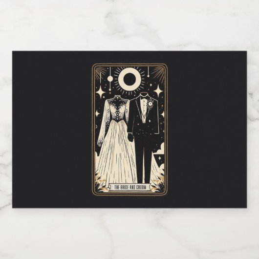 Bruiloft Tarot bruid & bruidegom Likeurfles Etiket (Enkel label)