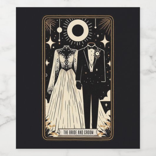 Bruiloft Tarot bruid & bruidegom Wijn Etiket (Enkel label)