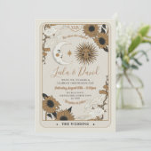 Bruiloft tarot maan zon sterren de liefhebbers uit kaart (Staand voorkant)