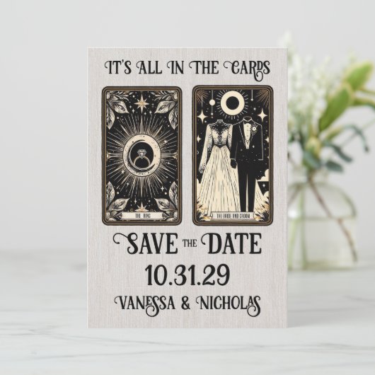 Bruiloft Tarot Save The Date (Staand voorkant)