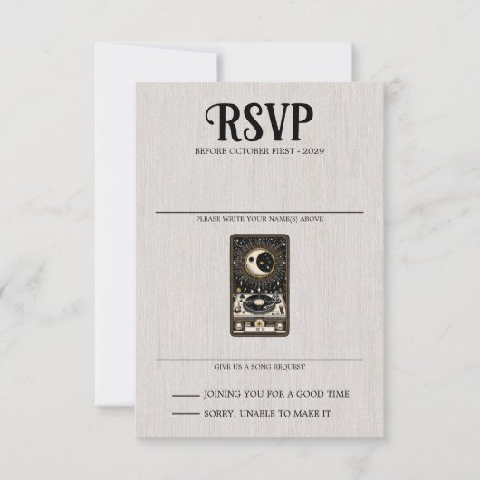Bruiloft Tarot Song Aanvraag RSVP Kaartje (Voorkant)