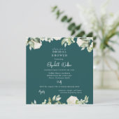Bruiloft Teal Witte Hortensia Vierkant Kaart (Staand voorkant)