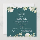 Bruiloft Teal Witte Hortensia Vierkant Kaart (Voorkant)