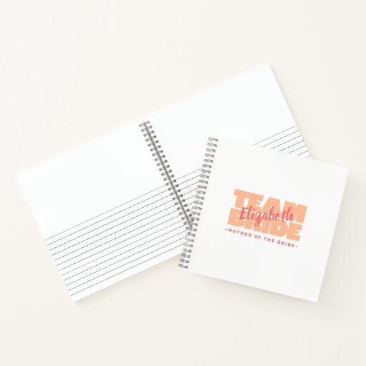 Bruiloft Team Moeder van de bruid Naam Retro Peach Notitieboek (Binnen)