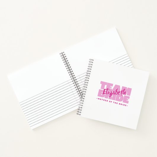 Bruiloft Team Moeder van de bruid Naam Retro Pink Notitieboek (Binnen)