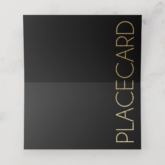 Bruiloft Tent Kaart Plaatskaart Elegant Goud en Zw Plaatskaartje (Binnenkant ongevouwen)