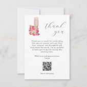Bruiloft Thank you Bloemen Prosecco QR Code Bedankkaart (Voorkant)