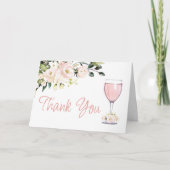 Bruiloft Thank You Kaart Gevouwen Roze Bloemen (Voorkant)