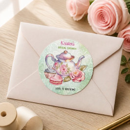 Bruiloft Thee Feestje Ronde Sticker