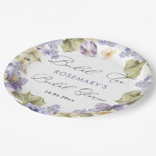 Bruiloft Thee Waterverf Bloem Bruiloftsborrel Papieren Bordje (Gekanteld)