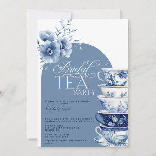 Bruiloft Theepartij Stofblauw Chinoiserie Feest Kaart