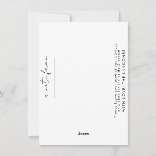 Bruiloft Tijd Capsule Zwart of Blauw Kaart & Envel (Achterkant)