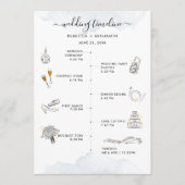 Bruiloft Tijdlijn Moderne Iconen en Route Programmakaart (Voorkant)