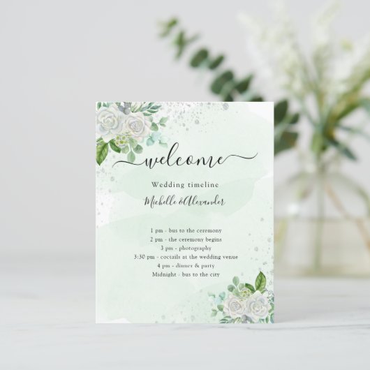 Bruiloft tijdlijn programma florals groen (Staand voorkant)