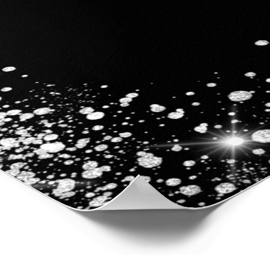 Bruiloft tijdlijn programma zwart zilver wit poster (Hoek)