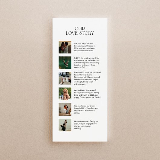 Bruiloft tijdlijn sjabloon met liefdesverhaal & ic menu