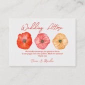 Bruiloft tinten van rode papaver kleding 3 kleur p informatiekaartje (Voorkant)