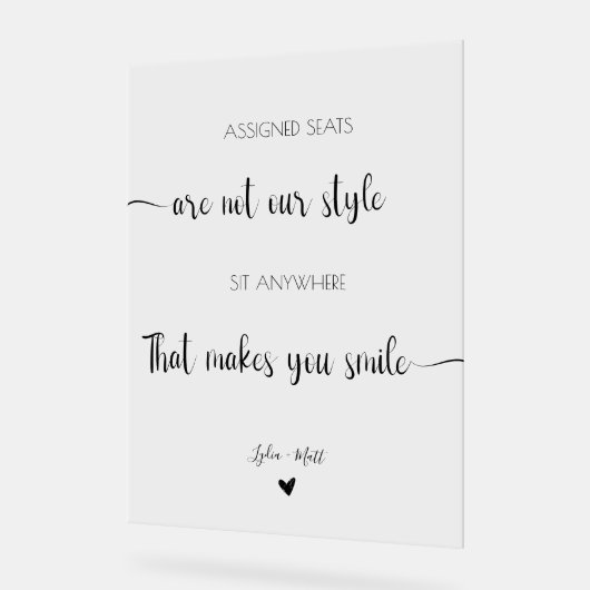 Bruiloft toegewezen zetels zijn niet onze stijl acryl bord (Hoek)