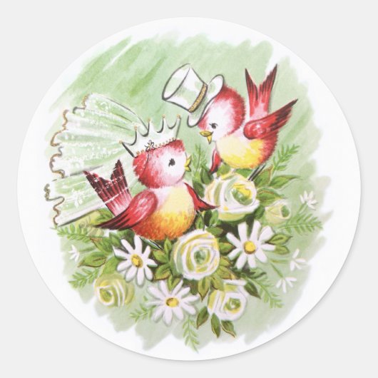 Bruiloft Tortelduifjes Ronde Sticker (Voorkant)