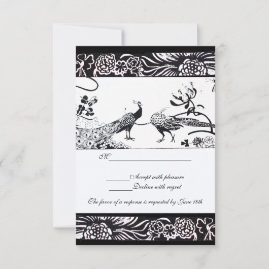 BRUILOFT TORTELDUIFJES RSVP Zwart Wit Invitations (Voorkant)