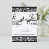 BRUILOFT TORTELDUIFJES RSVP Zwart Wit Invitations (Staand voorkant)