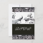 BRUILOFT TORTELDUIFJES RSVP Zwart Wit Invitations (Achterkant)