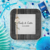 Bruiloft touw knoop op schuur hout papieren bordje (Feest)