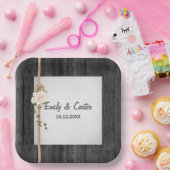 Bruiloft touw knoop op schuur hout papieren bordje (Feest)