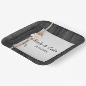 Bruiloft touw knoop op schuur hout papieren bordje (Gebogen)