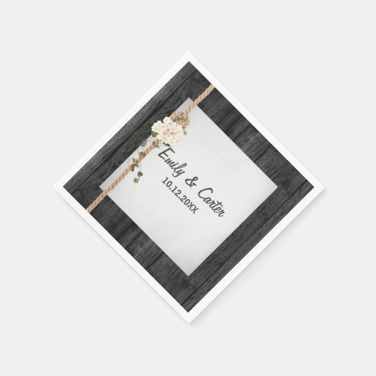 Bruiloft touw knoop op schuur hout servet (Hoek)