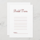 Bruiloft trivia bruiloft bridal shower spel feestdagenkaart (Voorkant / Achterkant)