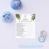 Bruiloft Trivia Vraag met Strand Thema Flyer (Enkel)