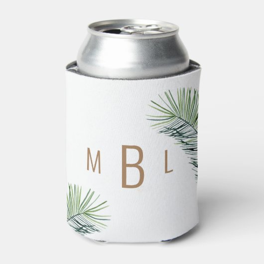 Bruiloft Tropisch gebladerte Goud Monogram Blikjeskoeler (Blikje Voorkant)