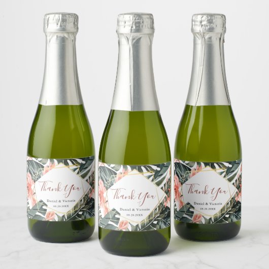 Bruiloft Tropisch Goud Mini Mousserende Wijnfles Sparkling Wijnetiket (Flessen)