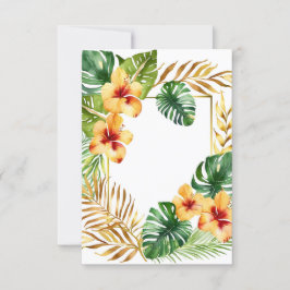 Bruiloft tropisch lijst bloemen en bladeren kaart