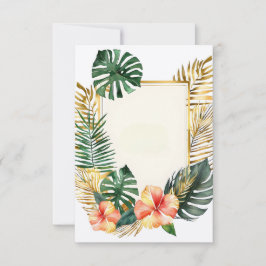 Bruiloft tropisch lijst bloemen en bladeren kaart