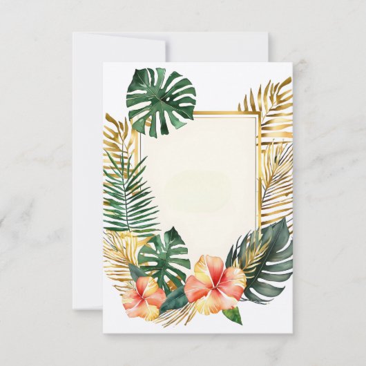 Bruiloft tropisch lijst bloemen en bladeren kaart (Voorkant)