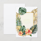 Bruiloft tropisch lijst bloemen en bladeren kaart (Voorkant / Achterkant)