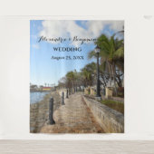 Bruiloft Tropische palmbomen Foto Booth Achtergron Wandkleed (Voorkant)