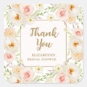 Bruiloft Tuin Bloemen Bedankt Vierkante Sticker (Voorkant)